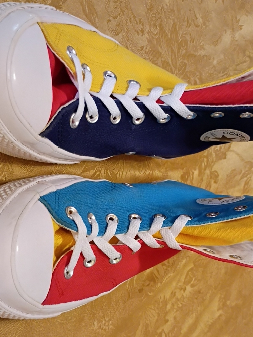 CONVERSE Multicolor High-Top Canvas  Yellow & Red & Blue Men's 11.0 Women's 13.0 - Picture 4 of 10